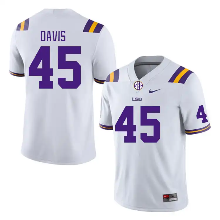 Men's LSU Tigers Jake Davis #45 White NCAA Football Jersey